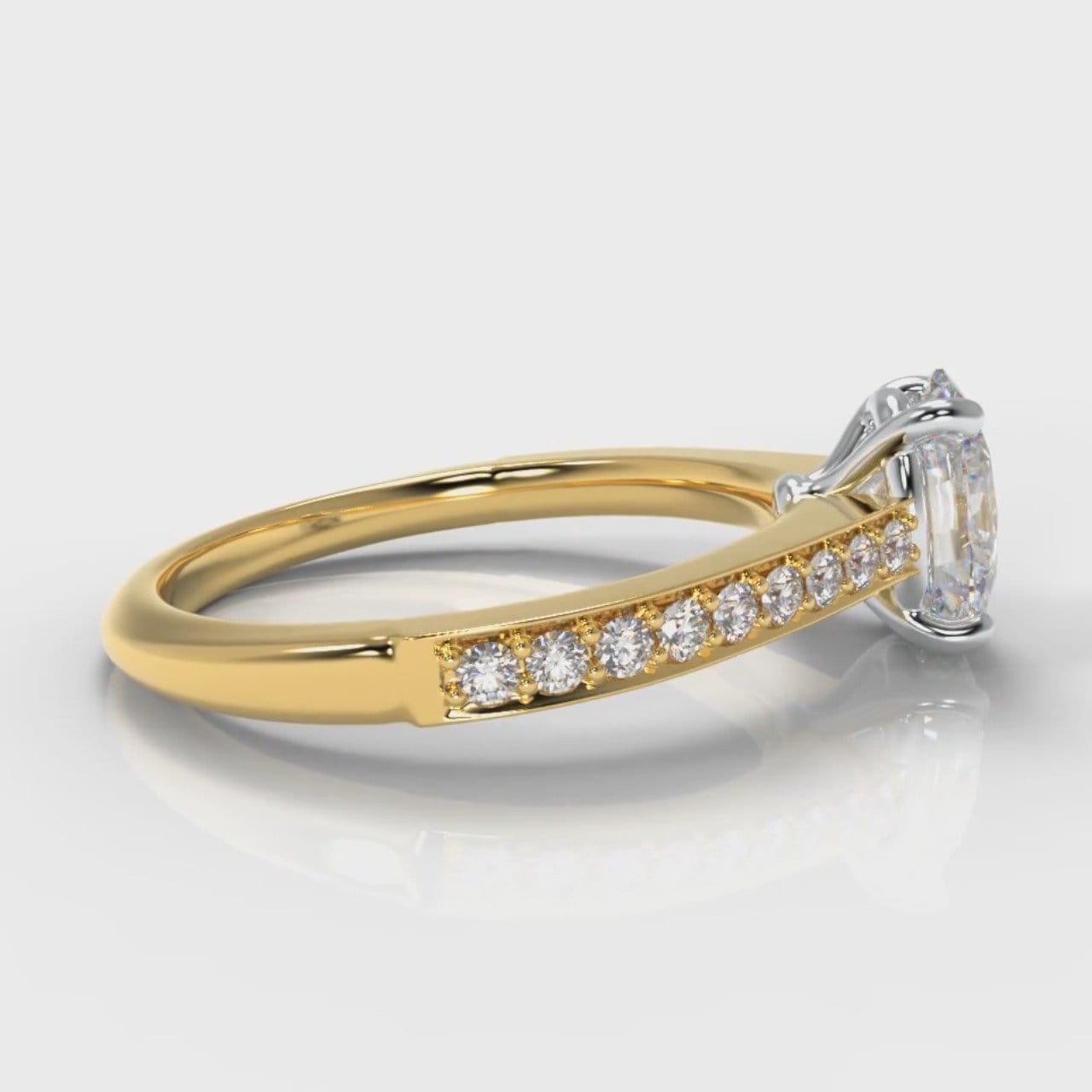Pavé Oval Diamond Engagement Ring - Yellow Gold