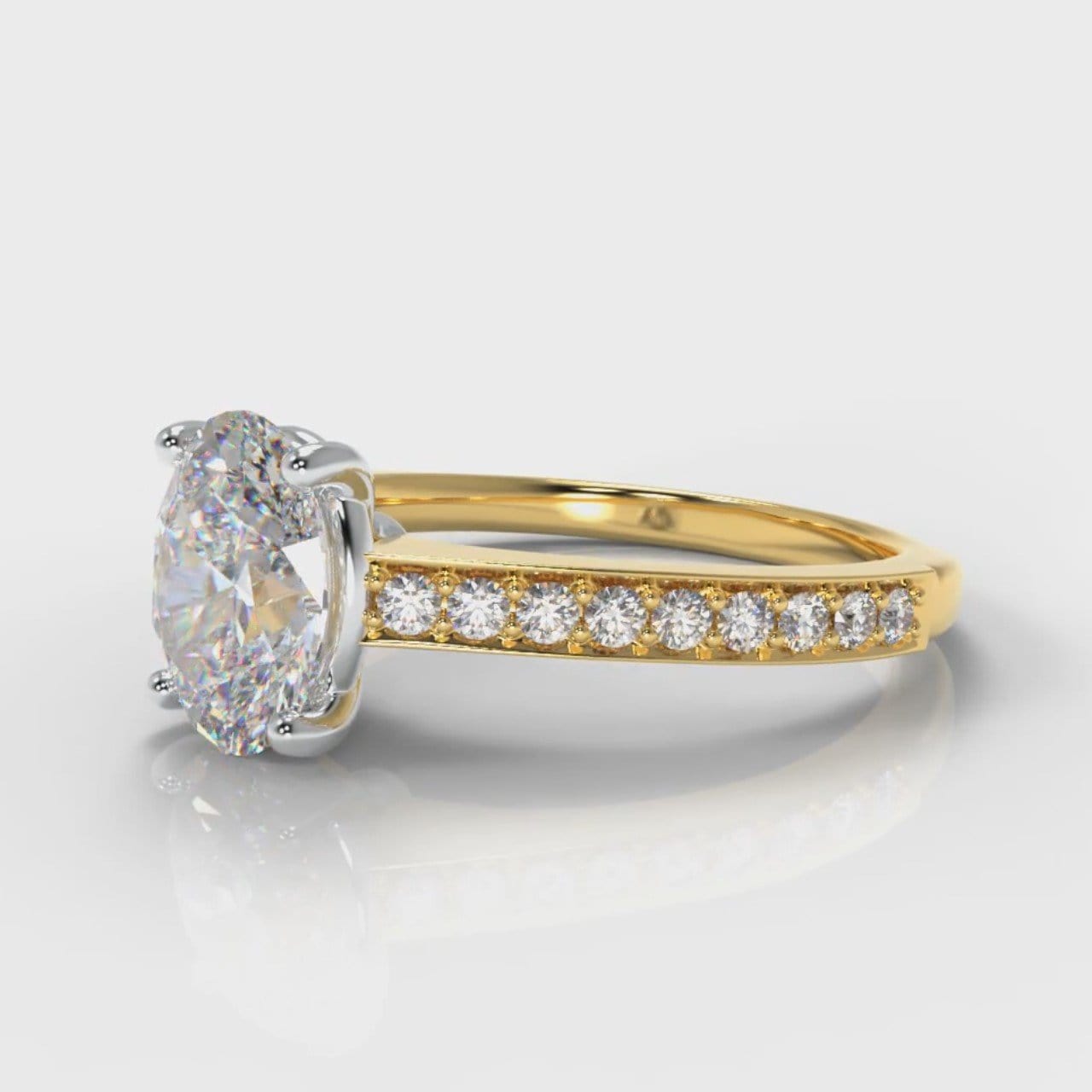 Pavé Oval Diamond Engagement Ring - Yellow Gold