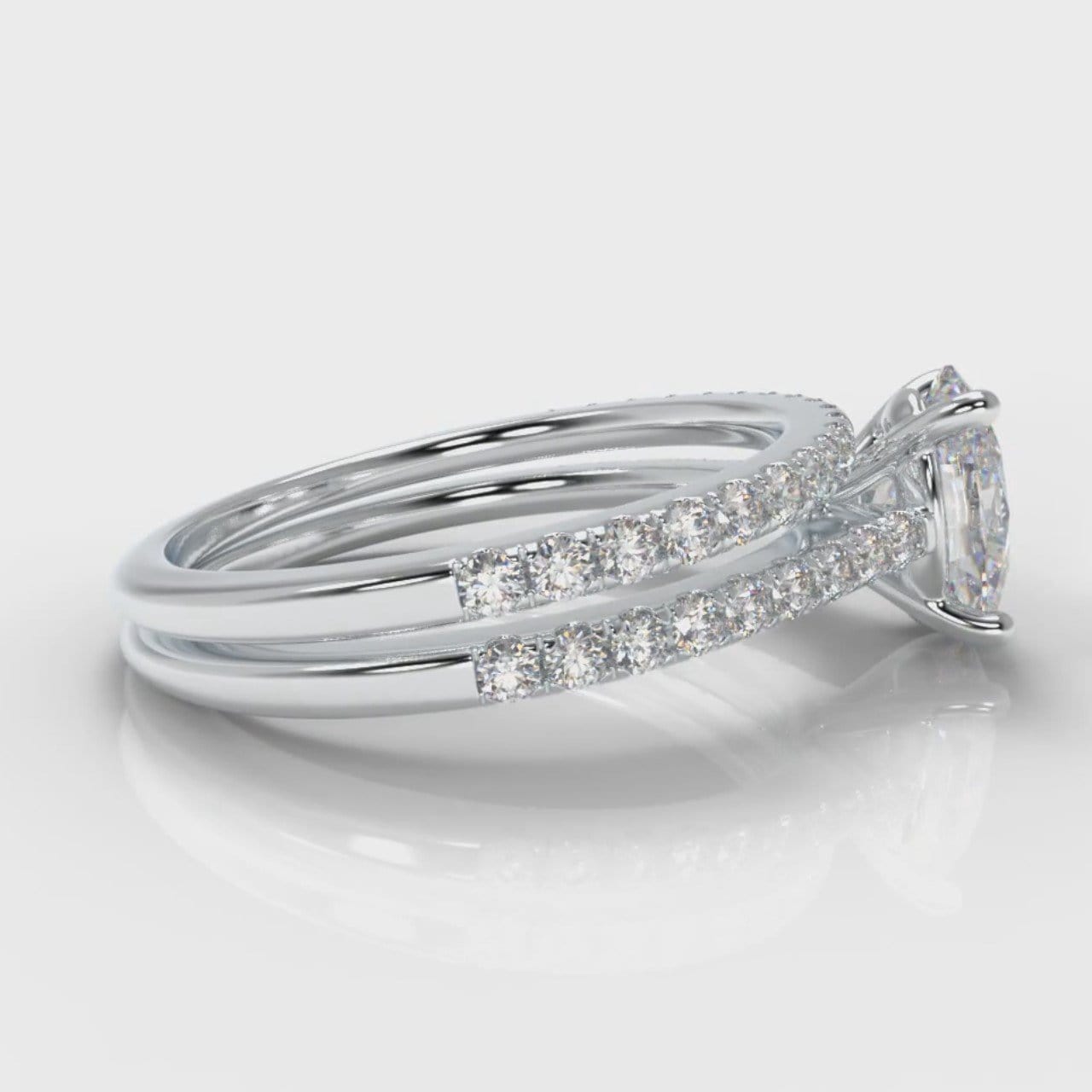 Petite Micropavé Oval Diamond Bridal Set