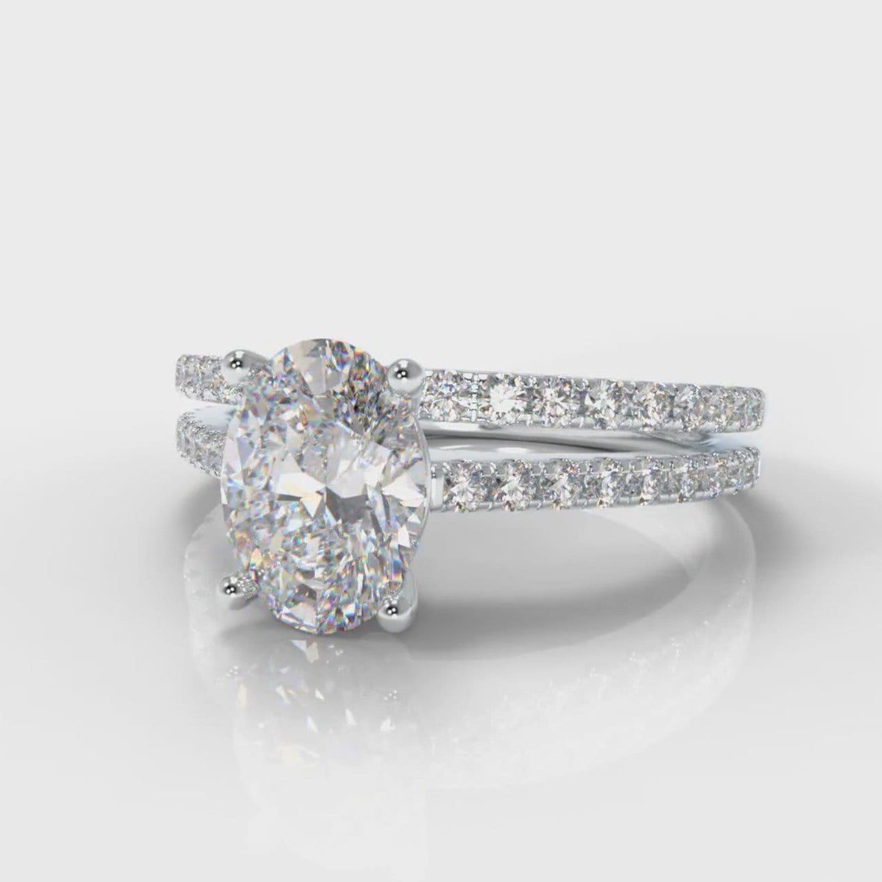 Petite Micropavé Oval Diamond Bridal Set