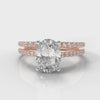 Petite Micropavé Oval Diamond Bridal Set - Rose Gold