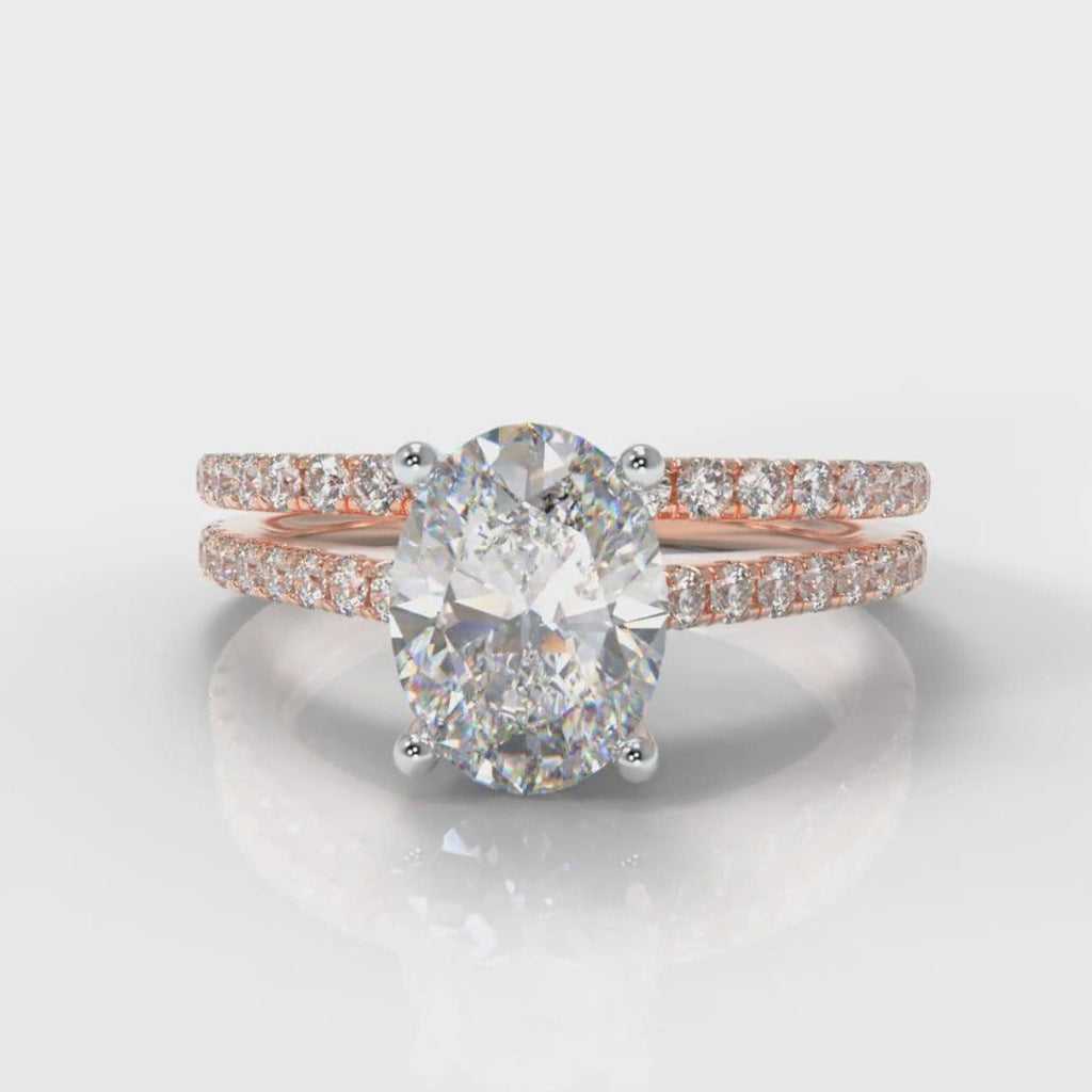 Petite Micropavé Oval Diamond Bridal Set - Rose Gold