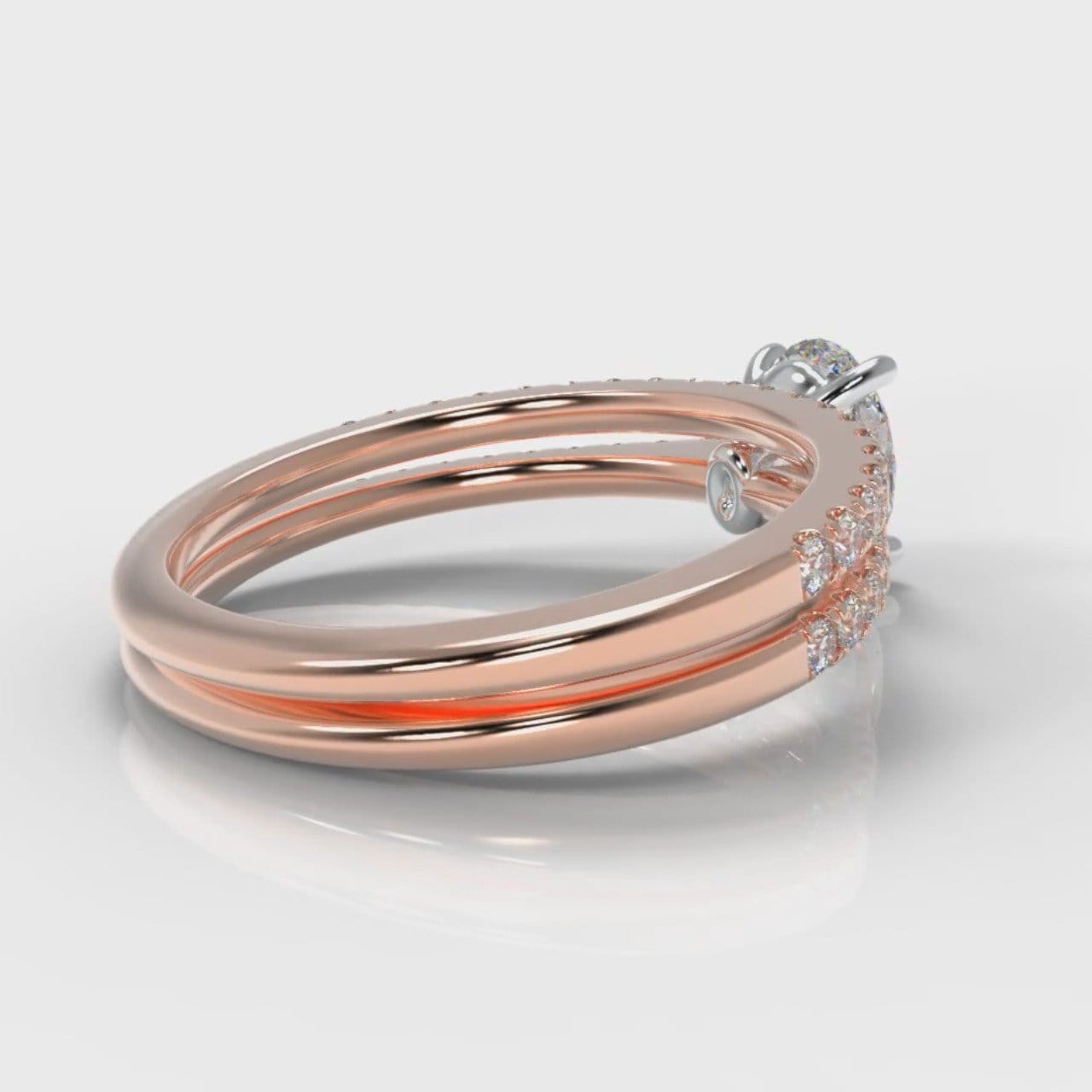 Petite Micropavé Oval Diamond Bridal Set - Rose Gold