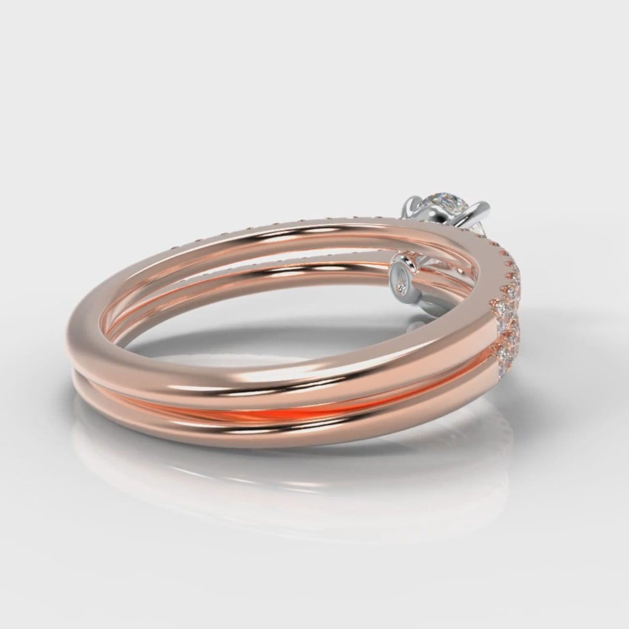 Petite Micropavé Oval Diamond Bridal Set - Rose Gold