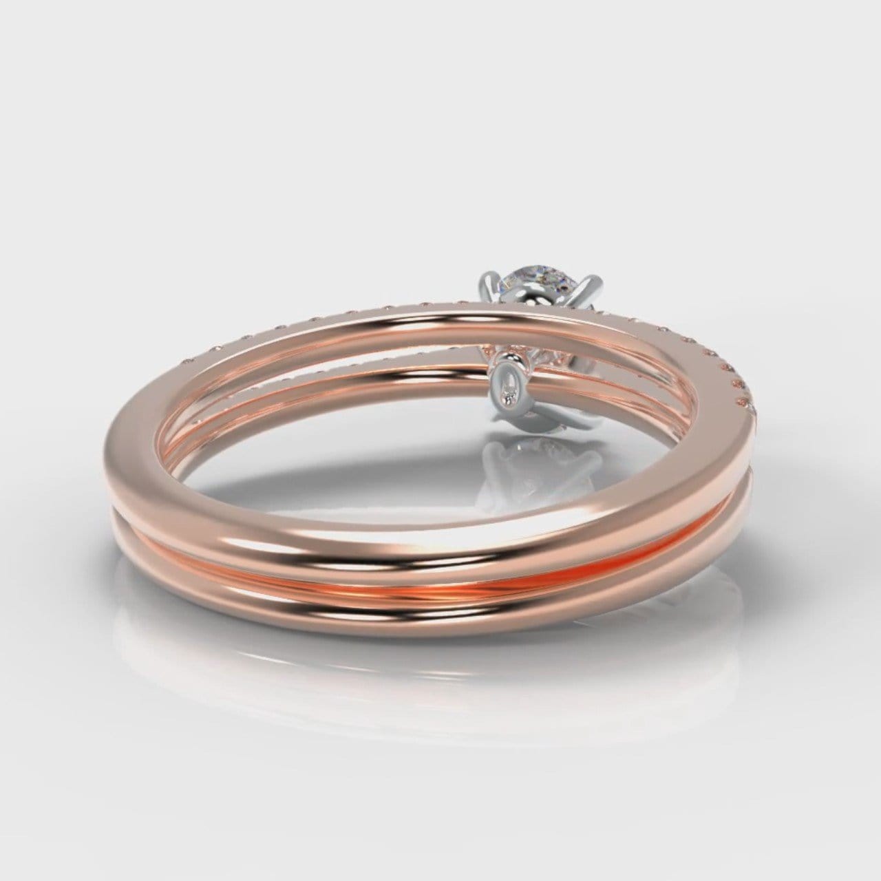 Petite Micropavé Oval Diamond Bridal Set - Rose Gold