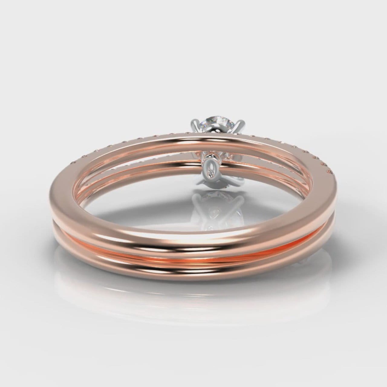 Petite Micropavé Oval Diamond Bridal Set - Rose Gold
