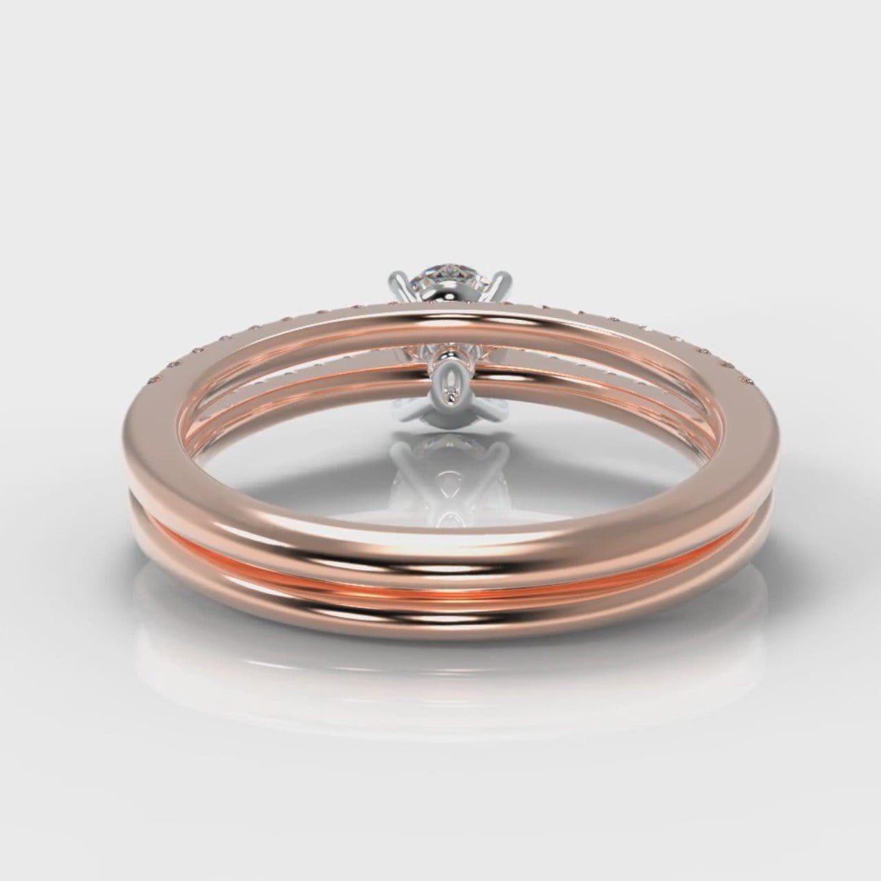 Petite Micropavé Oval Diamond Bridal Set - Rose Gold