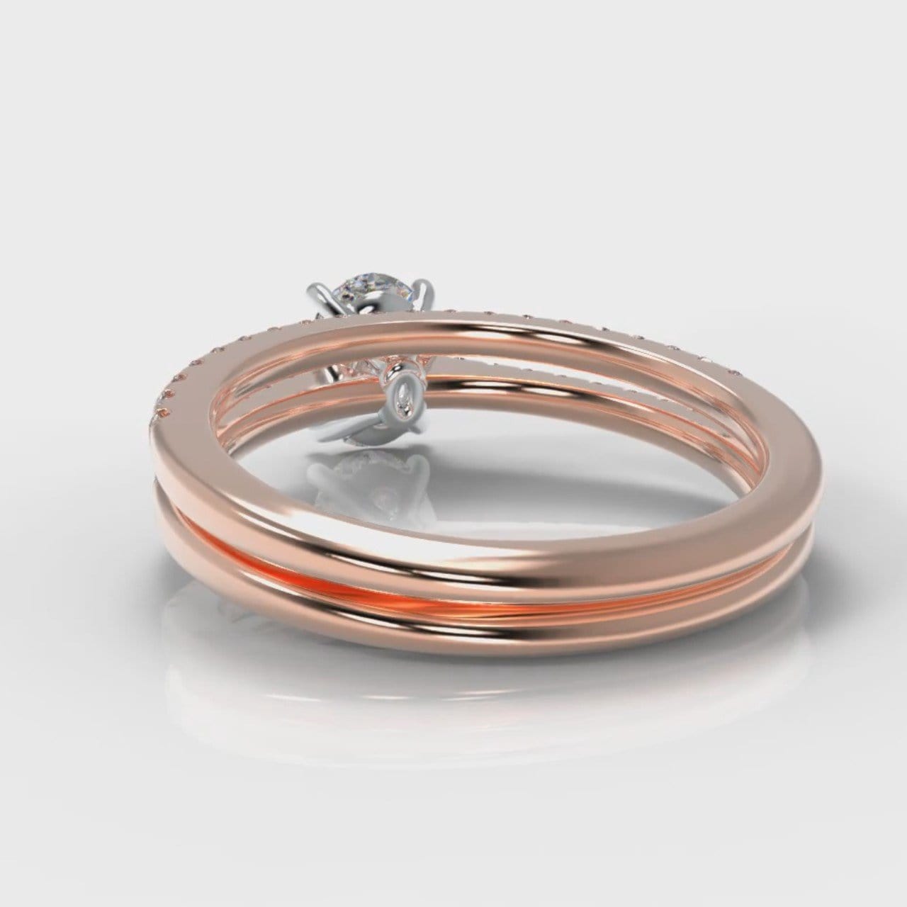 Petite Micropavé Oval Diamond Bridal Set - Rose Gold