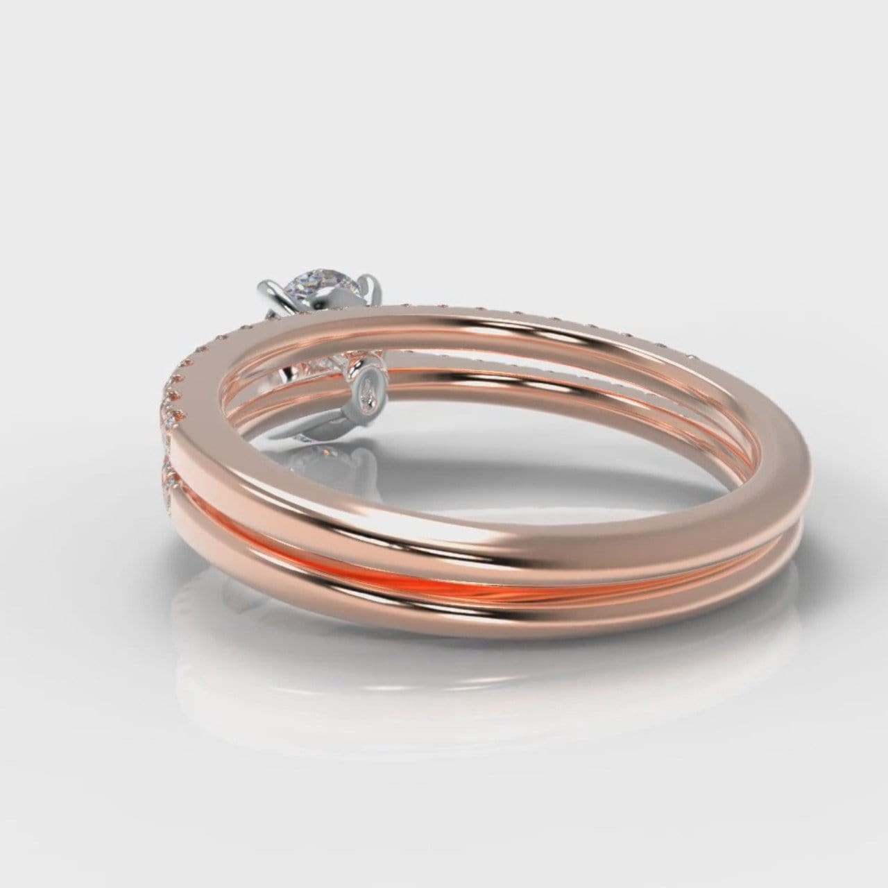 Petite Micropavé Oval Diamond Bridal Set - Rose Gold