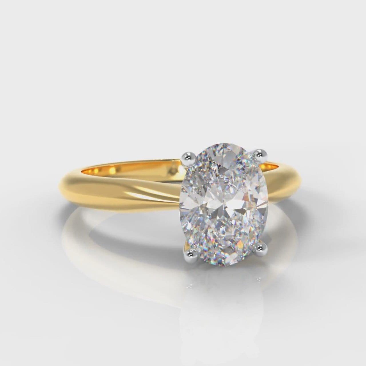 Carrée Solitaire Oval Diamond Engagement Ring - Yellow Gold