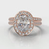 Pavé Oval Diamond Halo Bridal Set - Rose Gold