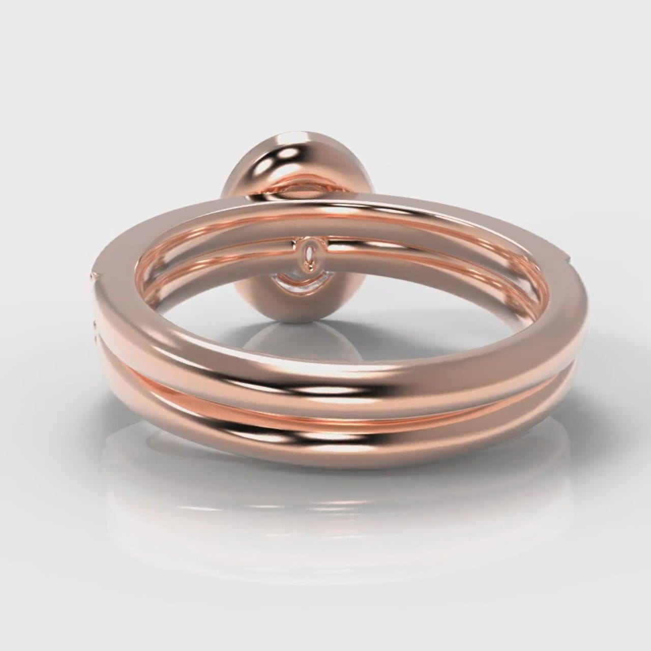 Pavé Oval Diamond Halo Bridal Set - Rose Gold