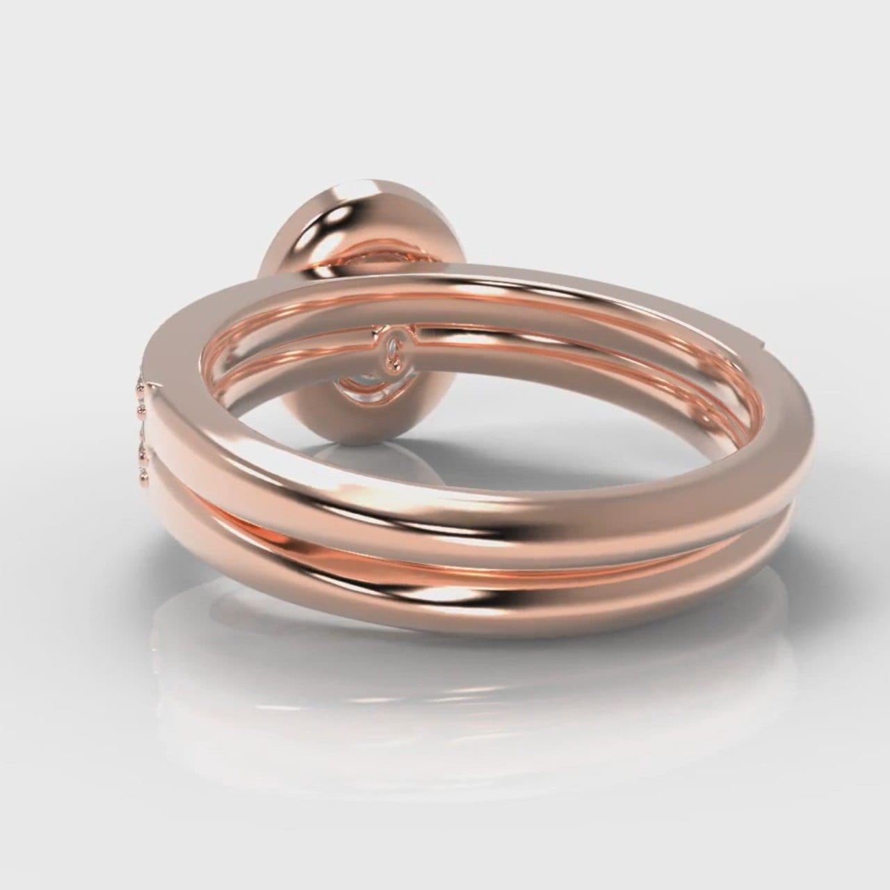 Pavé Oval Diamond Halo Bridal Set - Rose Gold