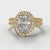 Pavé Oval Diamond Halo Bridal Set - Yellow Gold