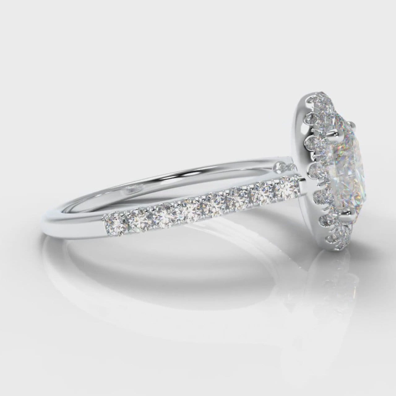 Petite Micropavé Oval Diamond Halo Engagement Ring