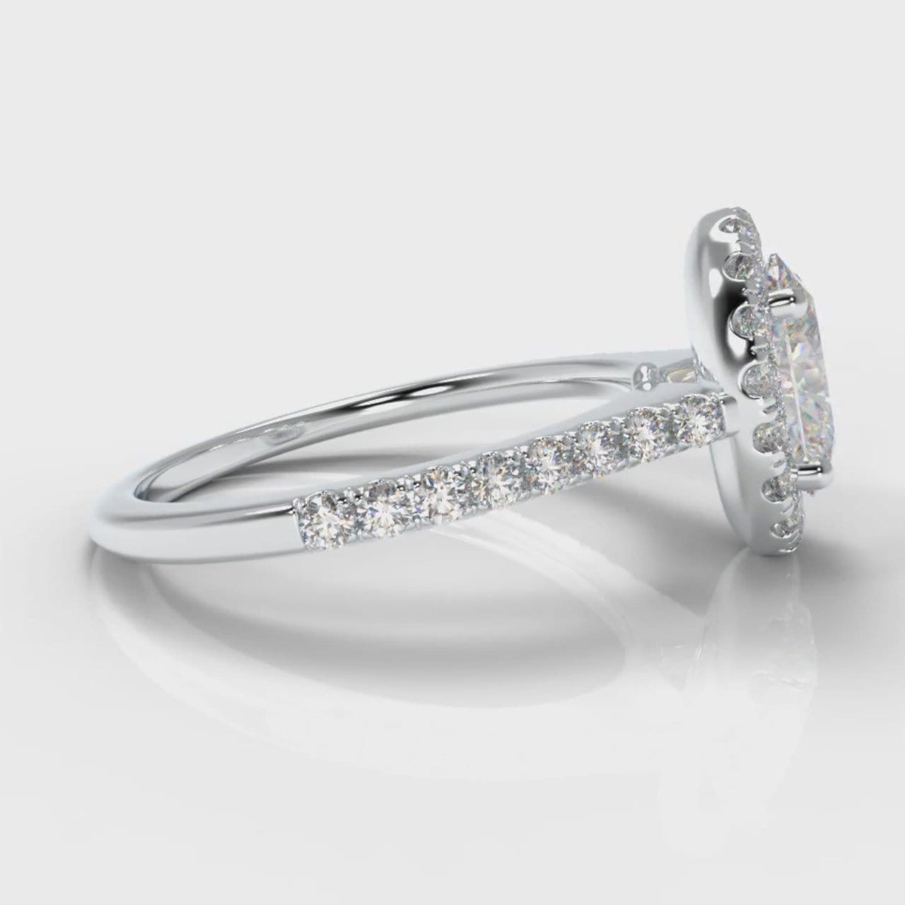 Petite Micropavé Oval Diamond Halo Engagement Ring