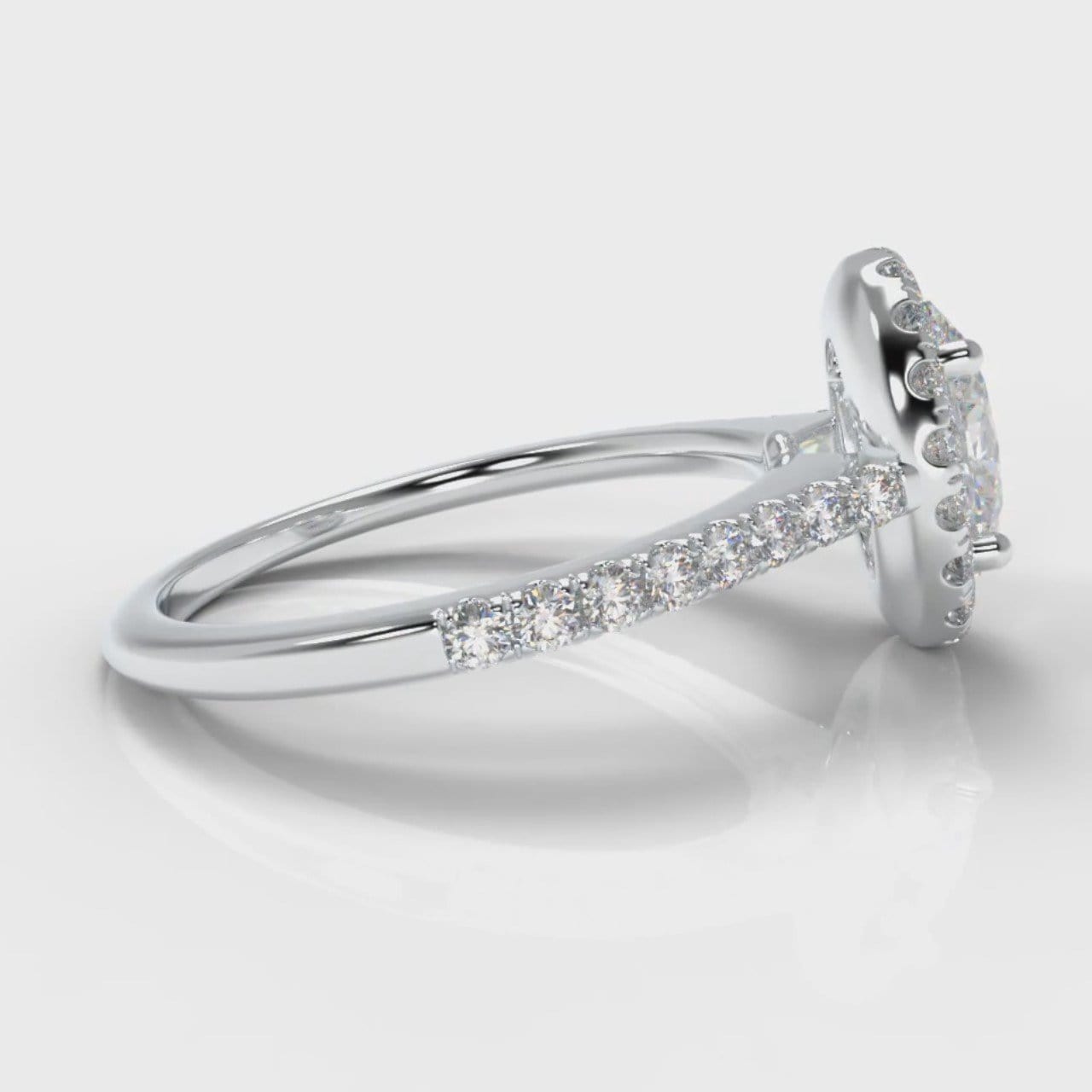 Petite Micropavé Oval Diamond Halo Engagement Ring