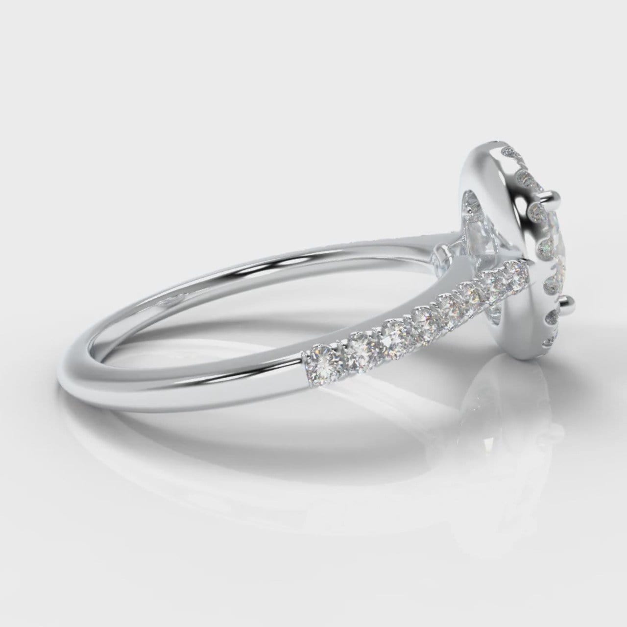 Petite Micropavé Oval Diamond Halo Engagement Ring