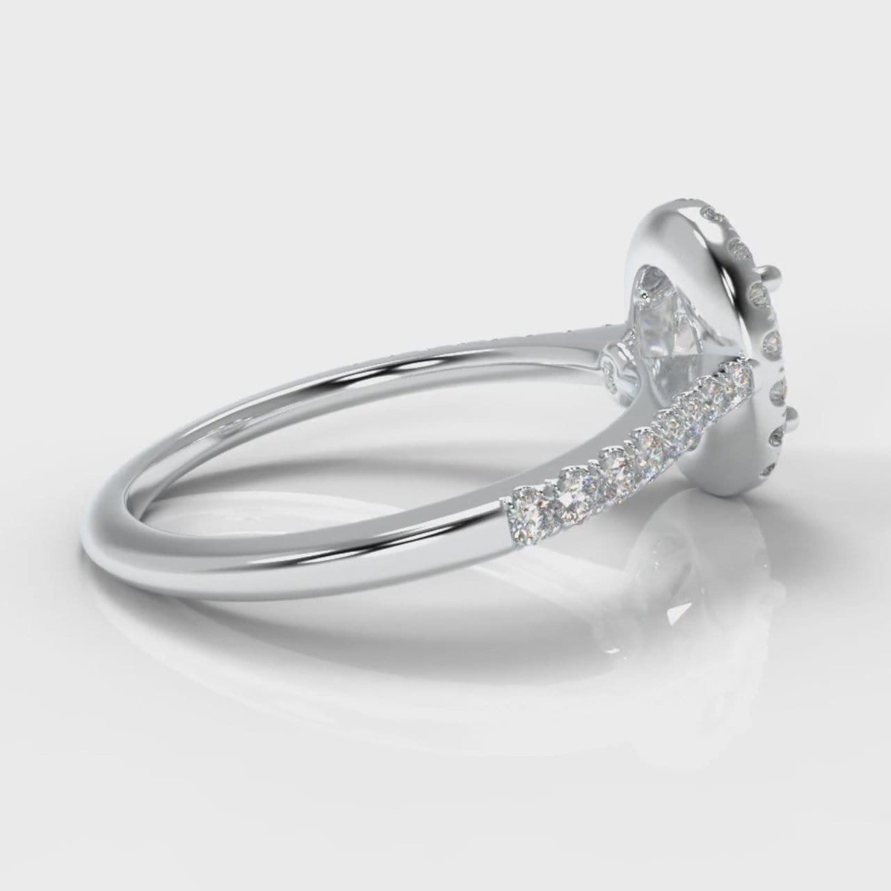 Petite Micropavé Oval Diamond Halo Engagement Ring