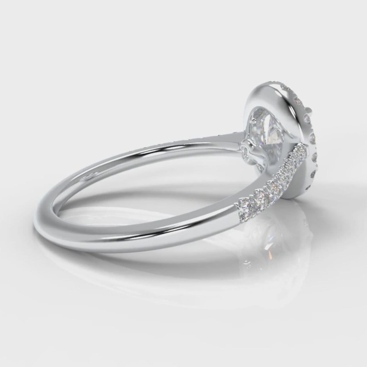 Petite Micropavé Oval Diamond Halo Engagement Ring