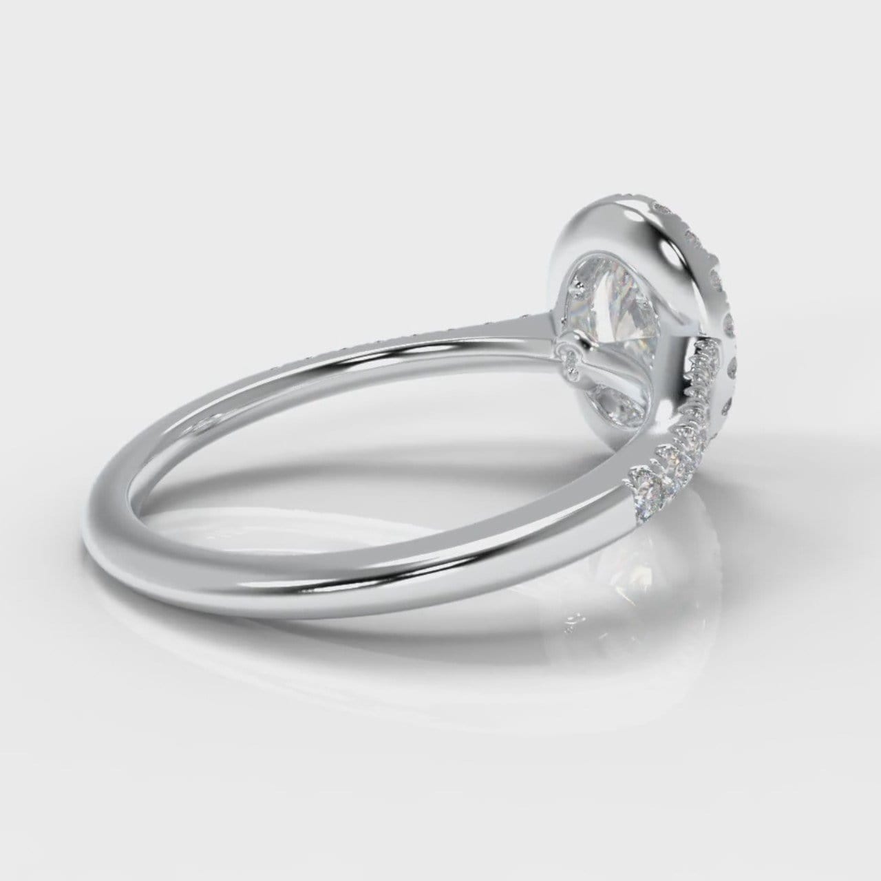 Petite Micropavé Oval Diamond Halo Engagement Ring