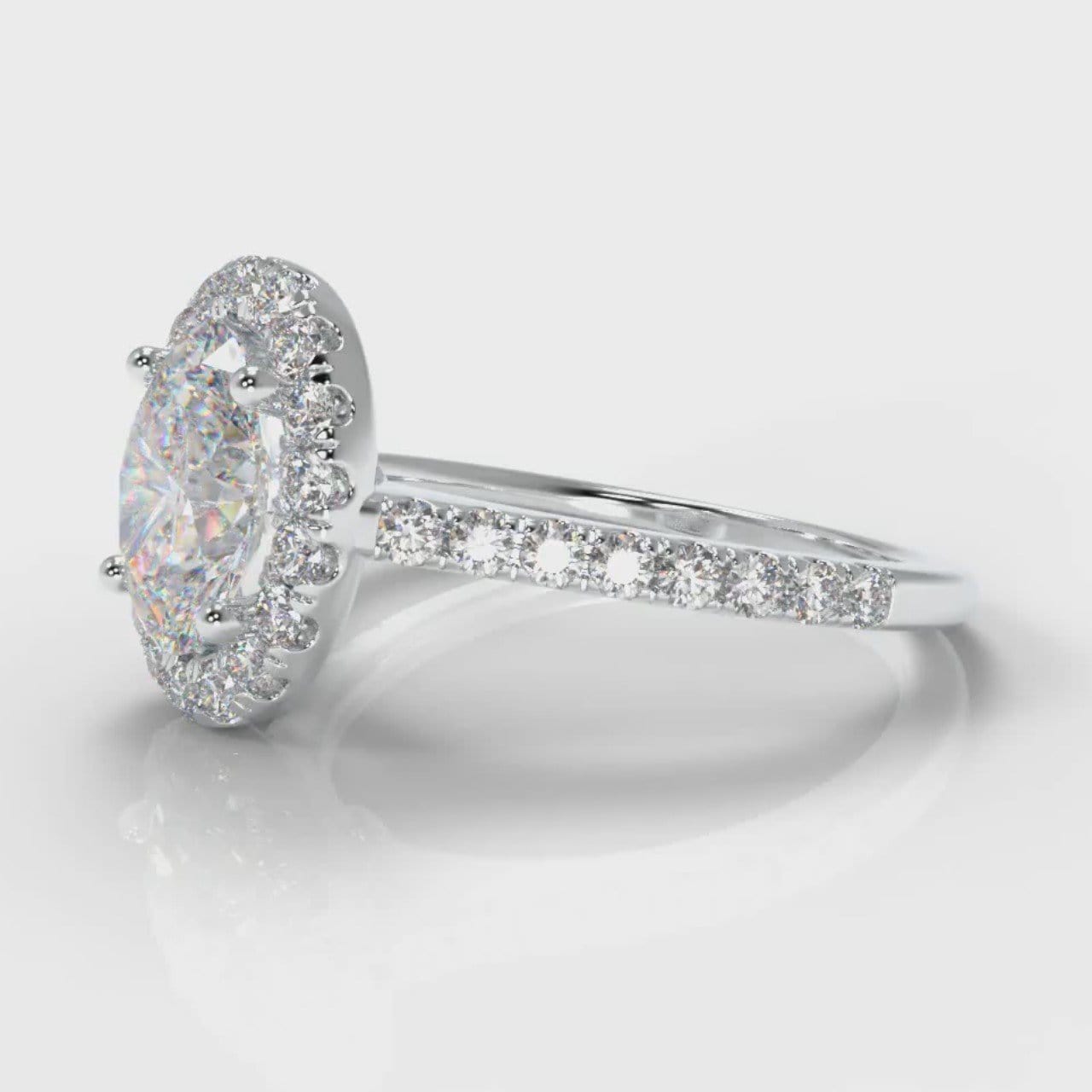 Petite Micropavé Oval Diamond Halo Engagement Ring