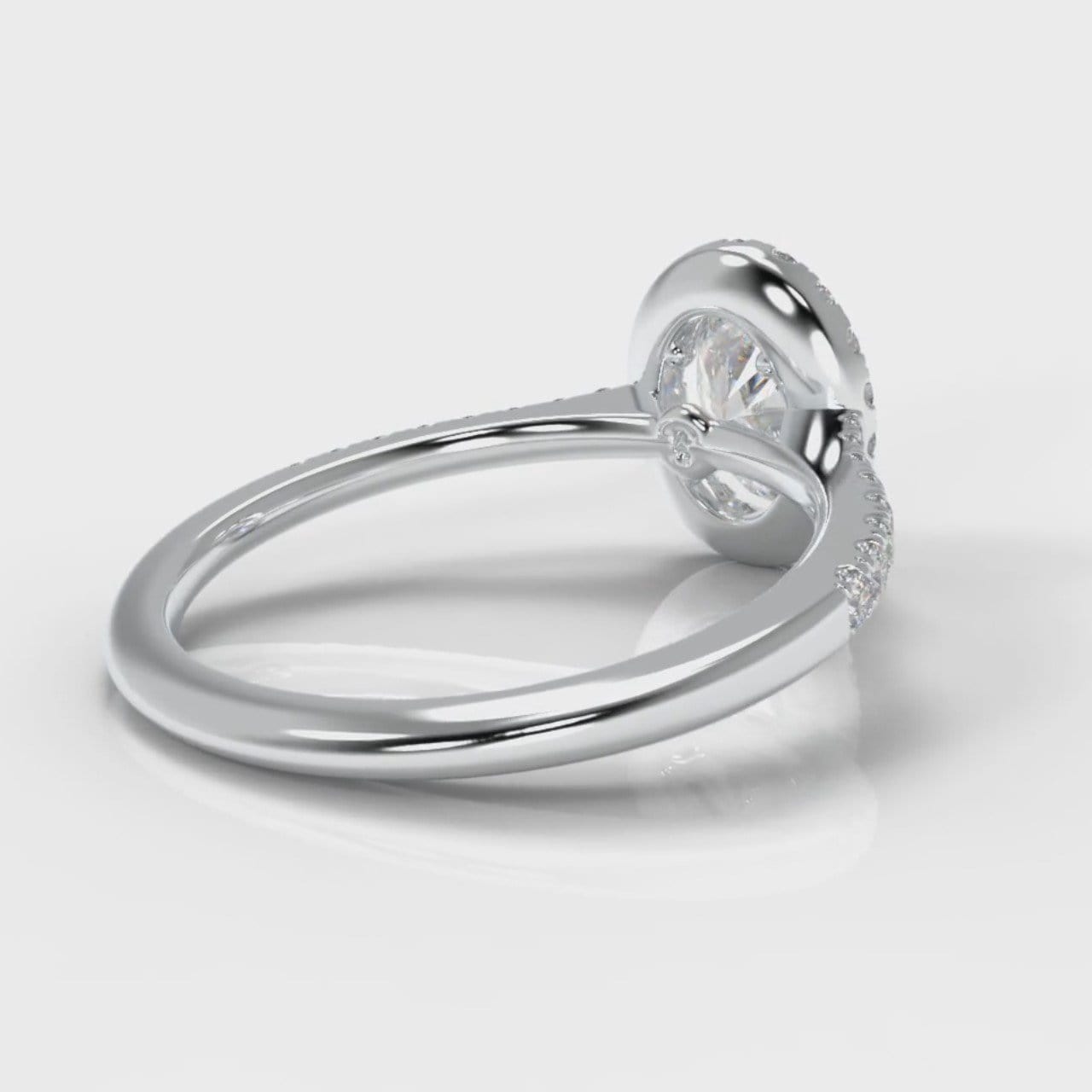Petite Micropavé Oval Diamond Halo Engagement Ring