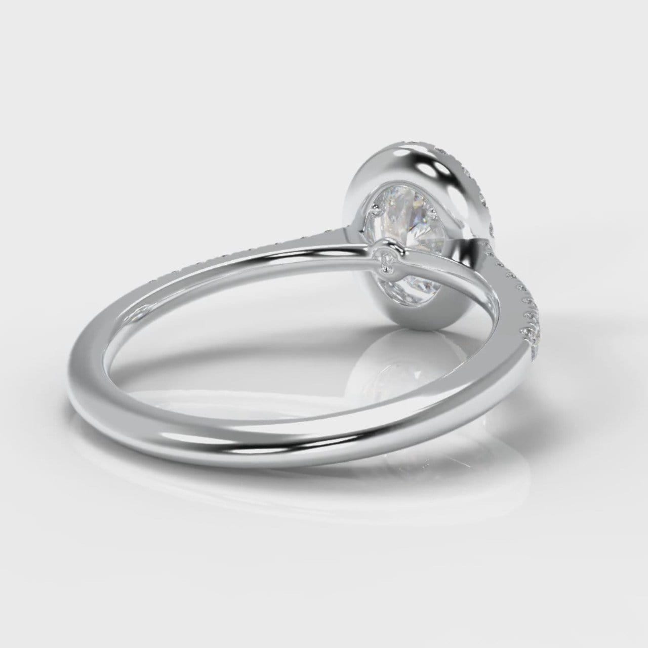 Petite Micropavé Oval Diamond Halo Engagement Ring