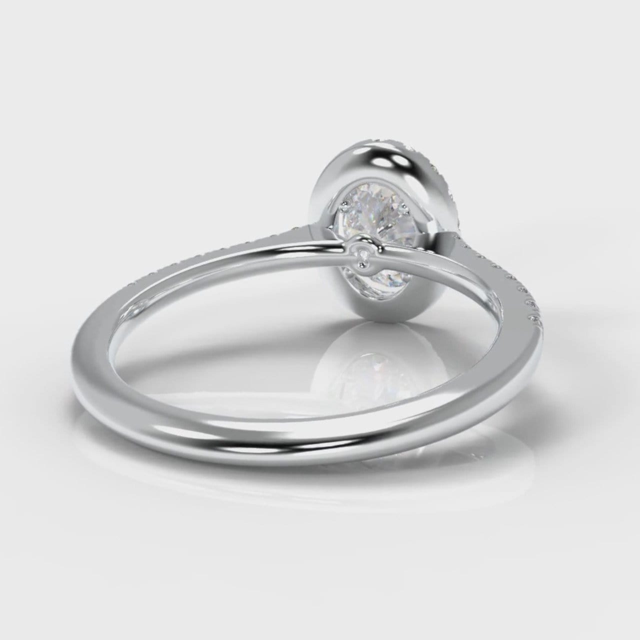 Petite Micropavé Oval Diamond Halo Engagement Ring