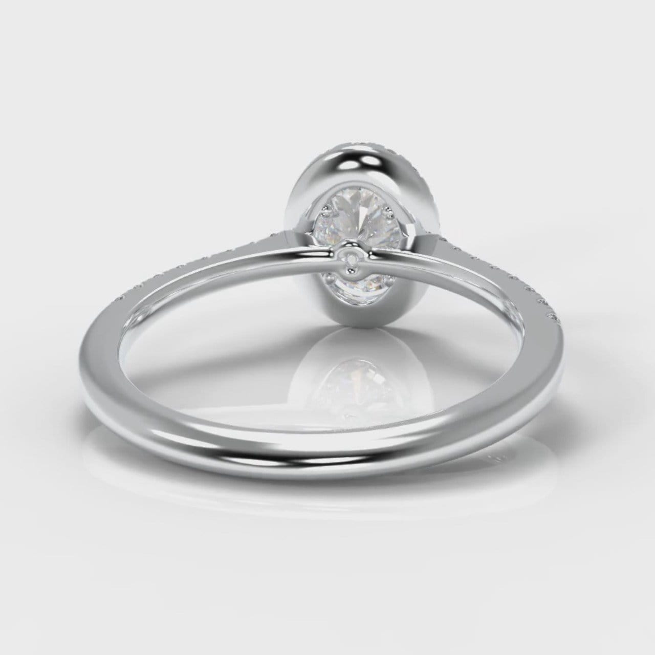Petite Micropavé Oval Diamond Halo Engagement Ring