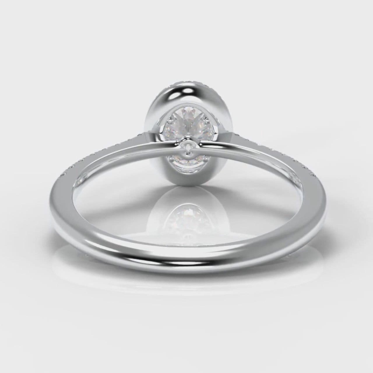 Petite Micropavé Oval Diamond Halo Engagement Ring