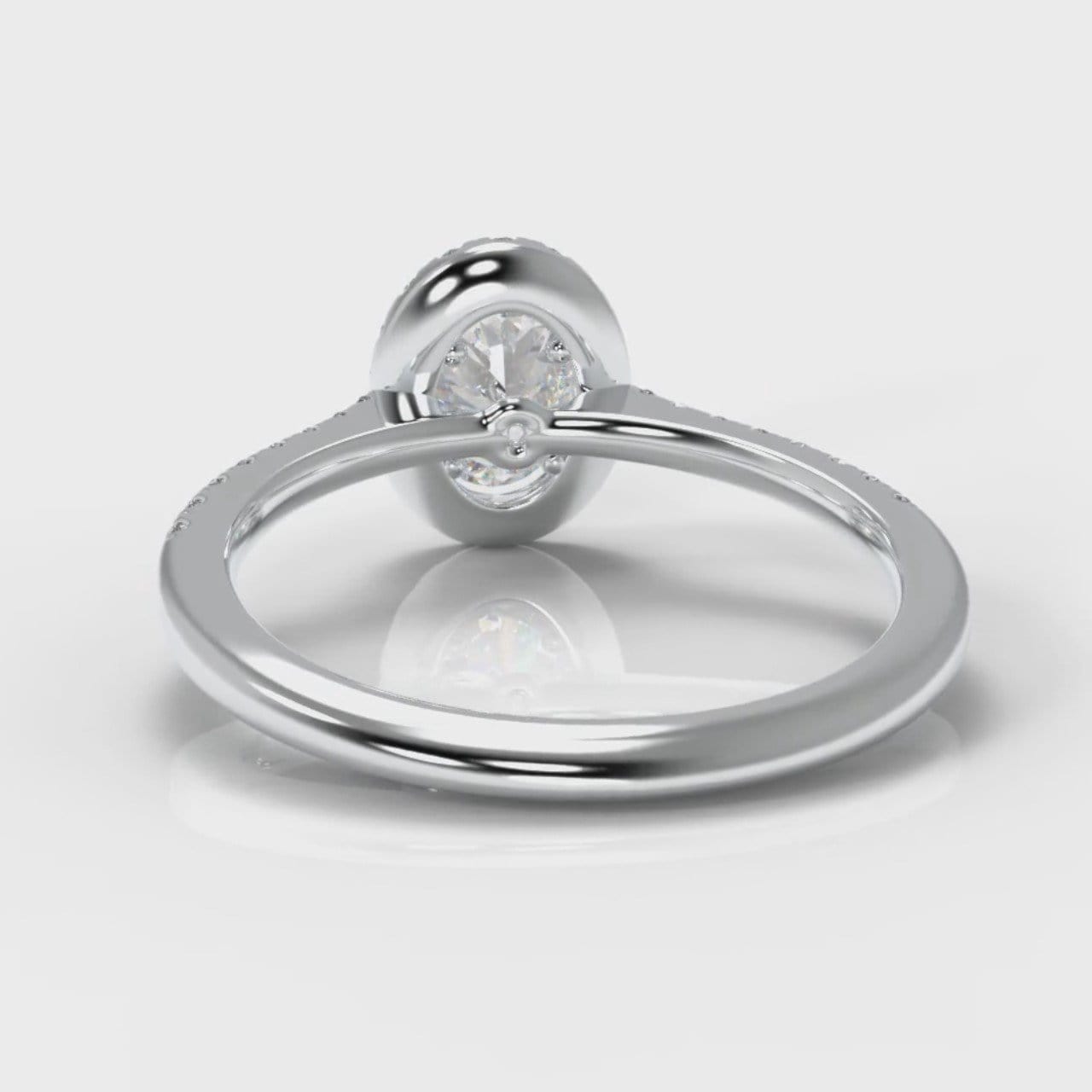 Petite Micropavé Oval Diamond Halo Engagement Ring
