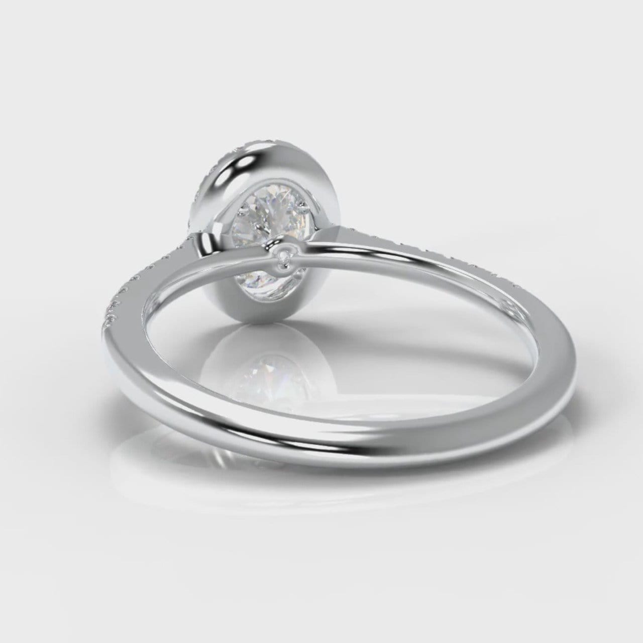 Petite Micropavé Oval Diamond Halo Engagement Ring