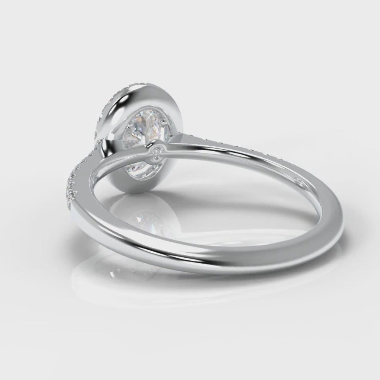 Petite Micropavé Oval Diamond Halo Engagement Ring