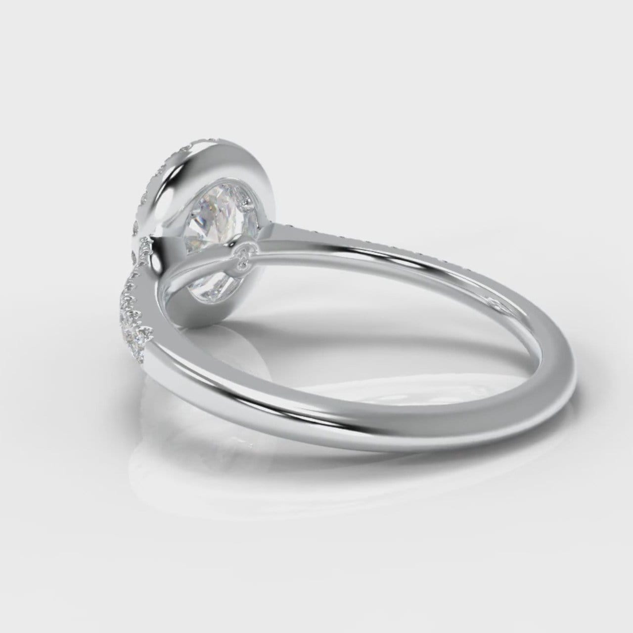 Petite Micropavé Oval Diamond Halo Engagement Ring