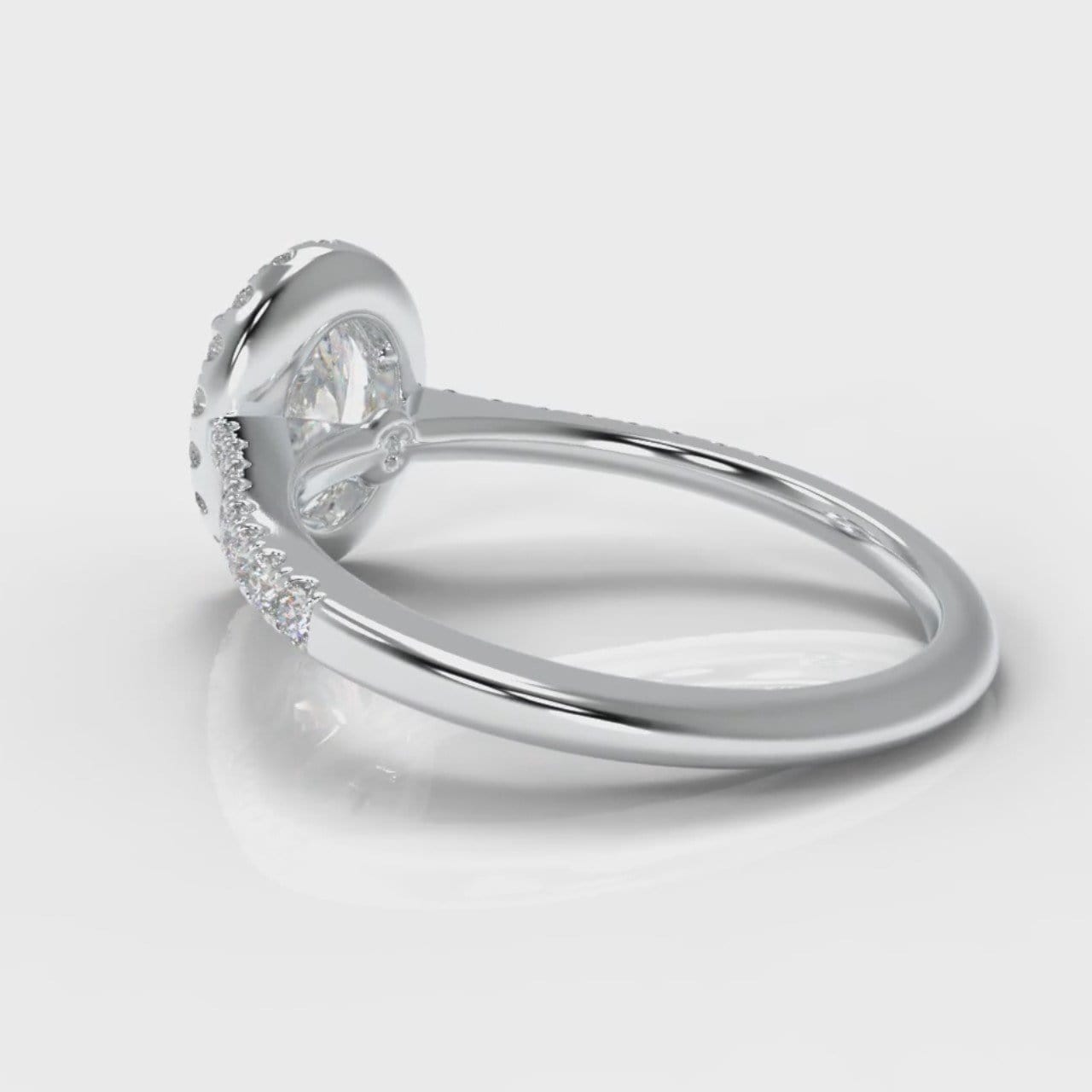 Petite Micropavé Oval Diamond Halo Engagement Ring