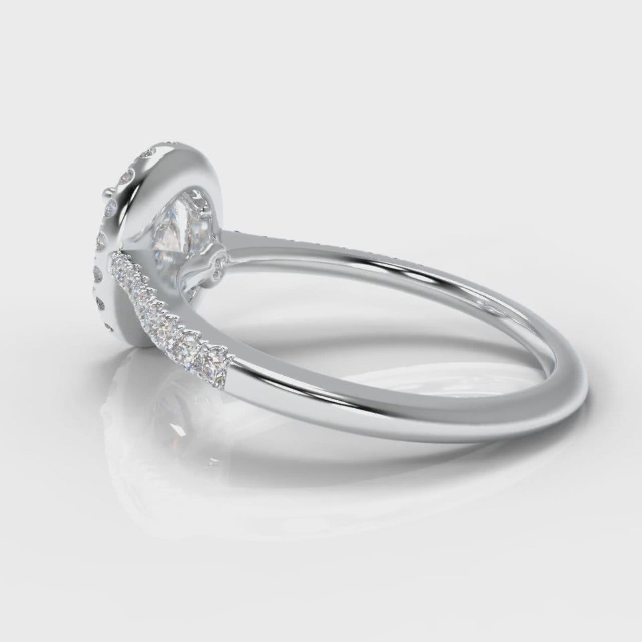 Petite Micropavé Oval Diamond Halo Engagement Ring