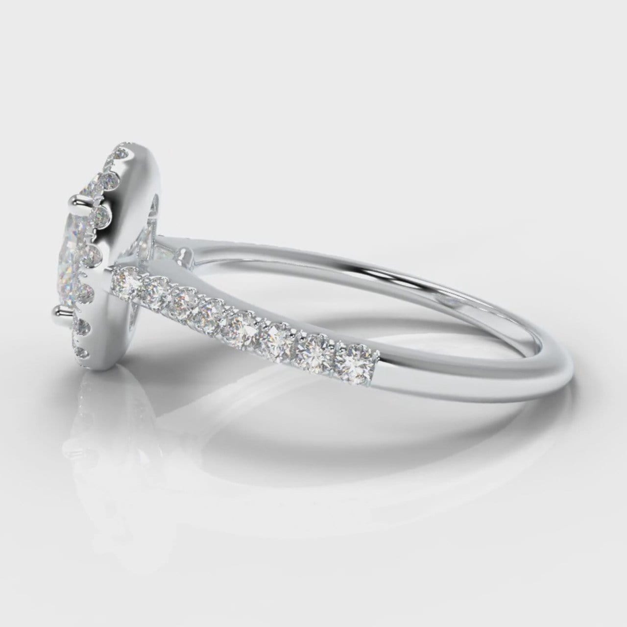 Petite Micropavé Oval Diamond Halo Engagement Ring