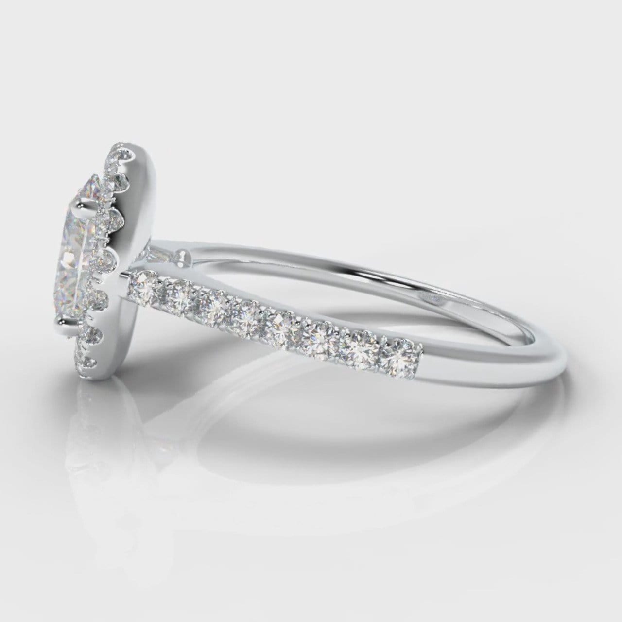 Petite Micropavé Oval Diamond Halo Engagement Ring