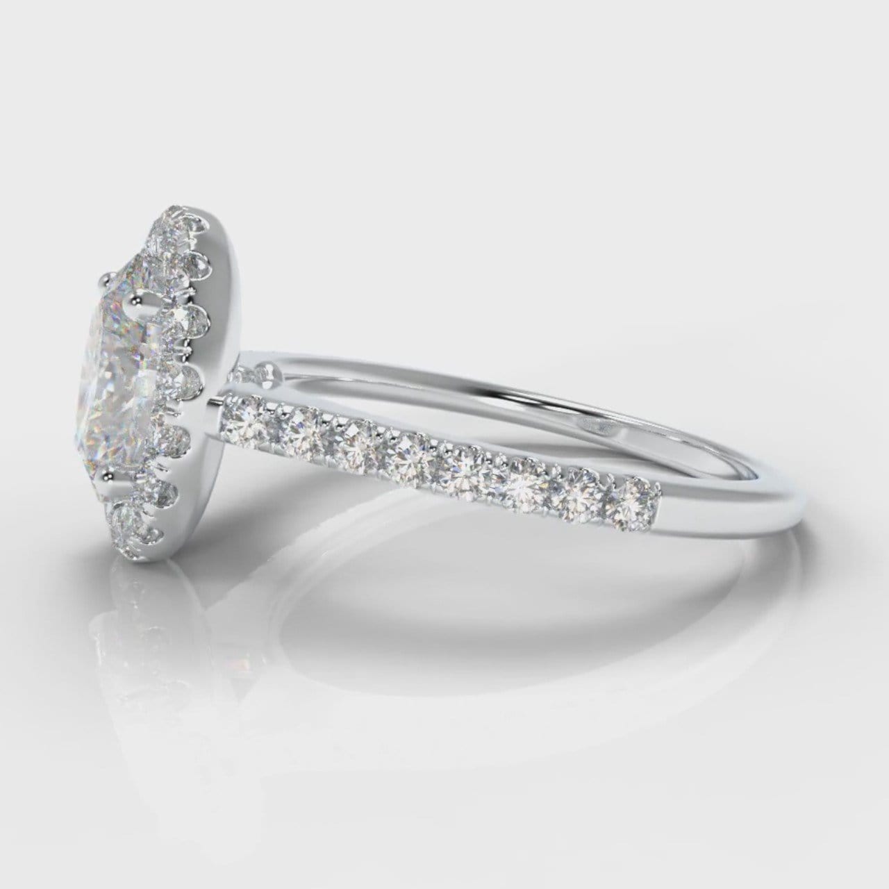 Petite Micropavé Oval Diamond Halo Engagement Ring