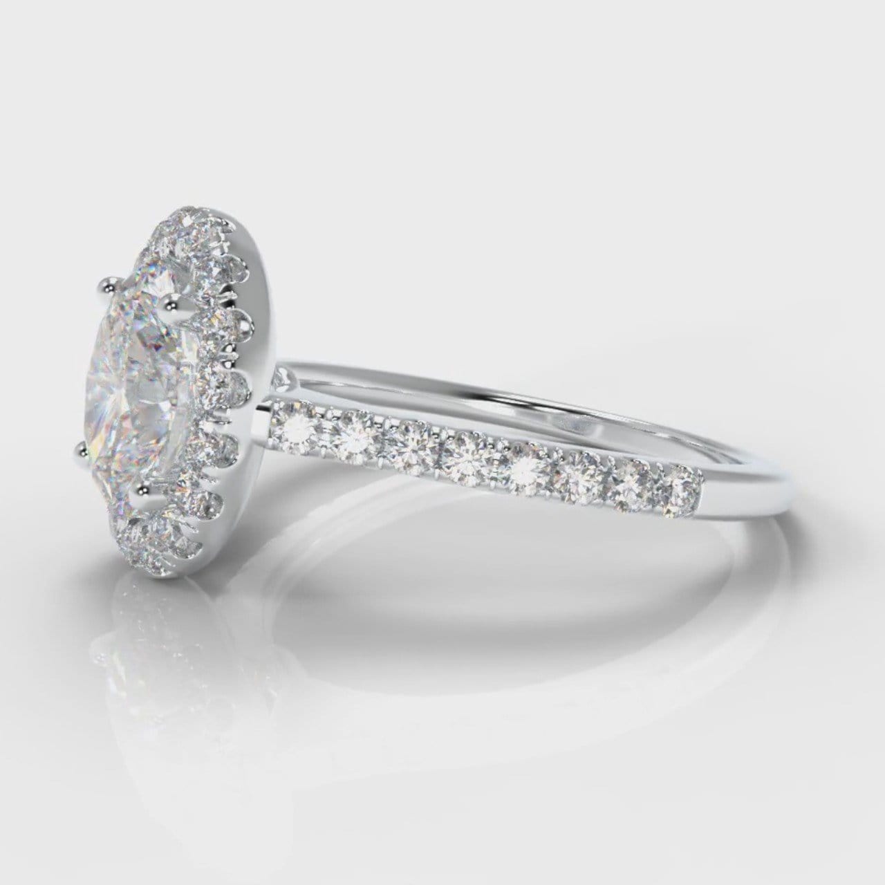 Petite Micropavé Oval Diamond Halo Engagement Ring
