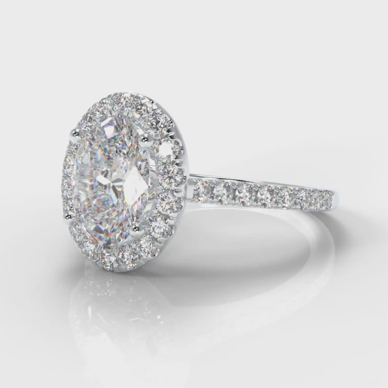 Petite Micropavé Oval Diamond Halo Engagement Ring