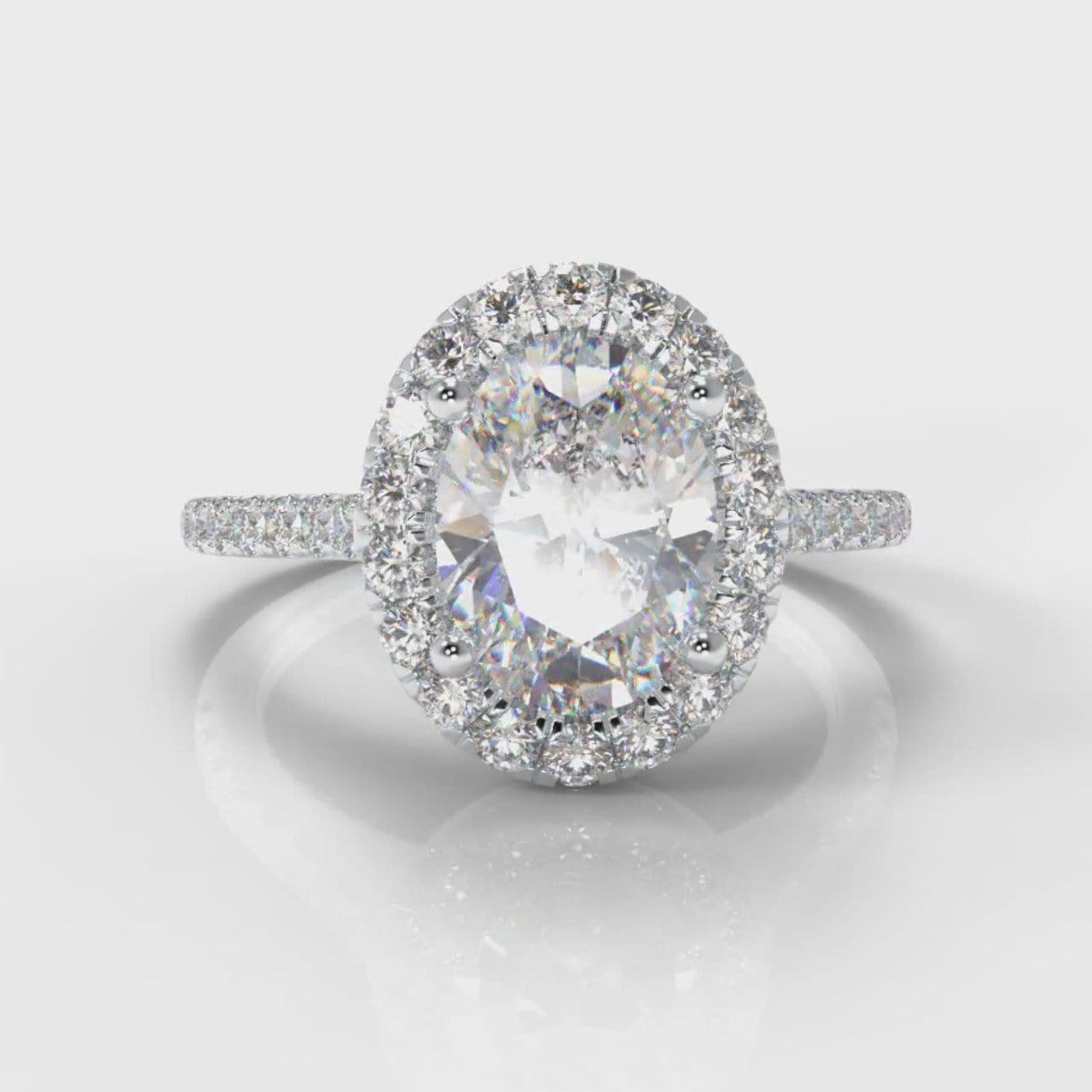 Petite Micropavé Oval Diamond Halo Engagement Ring