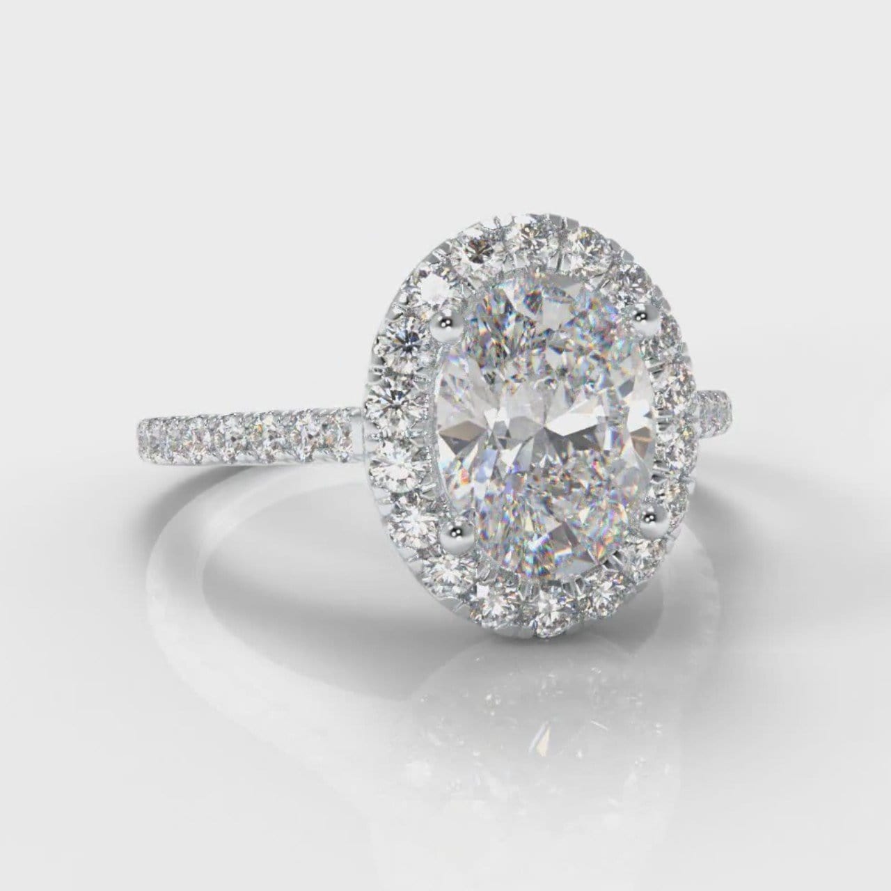Petite Micropavé Oval Diamond Halo Engagement Ring