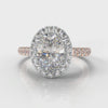 Micropavé Oval Diamond Halo Engagement Ring - Two Tone Rose Gold