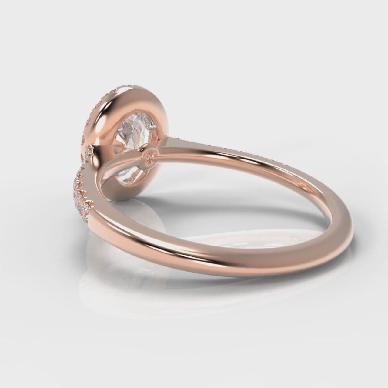 Petite Micropavé Oval Diamond Halo Engagement Ring - Rose Gold