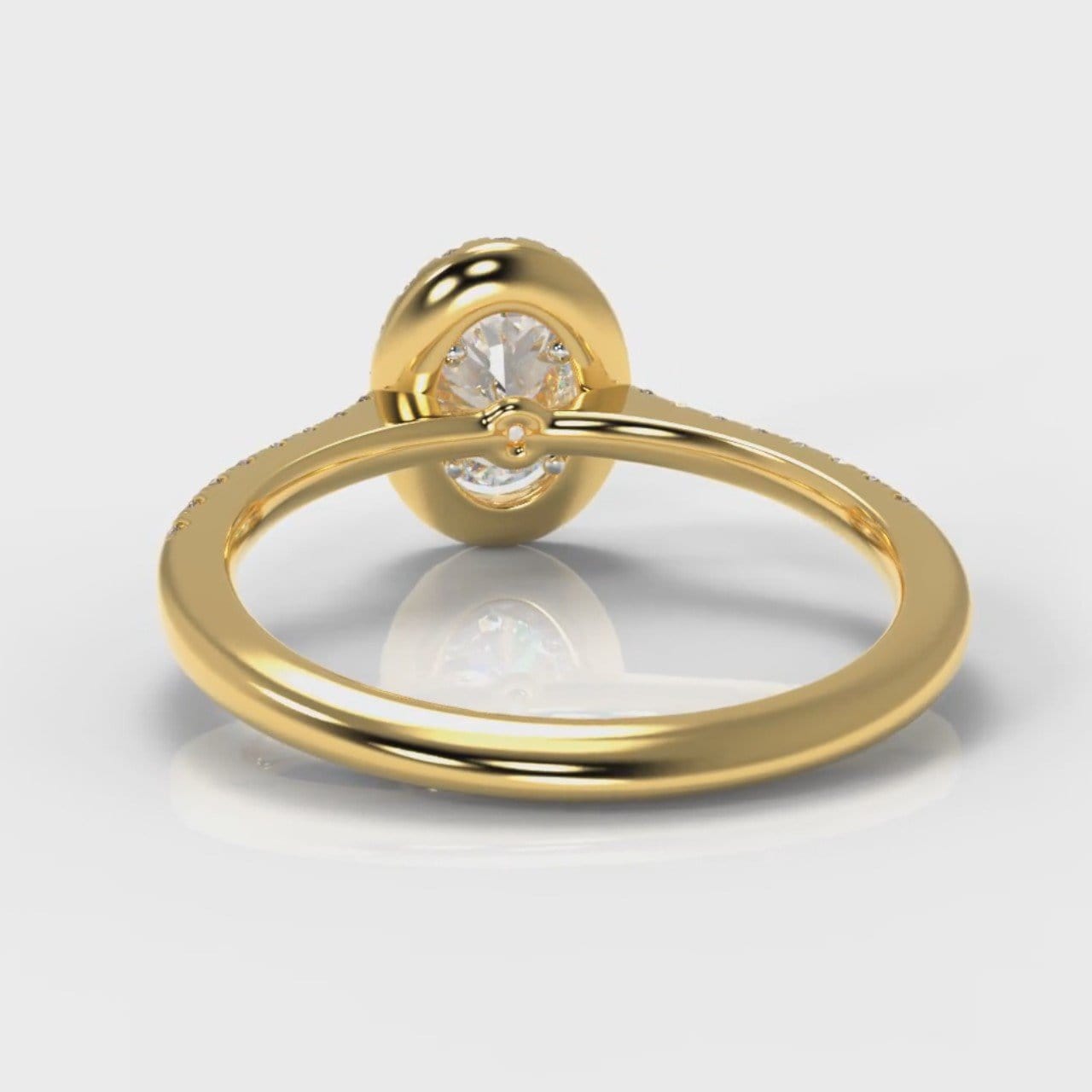 Petite Micropavé Oval Diamond Halo Engagement Ring - Yellow Gold
