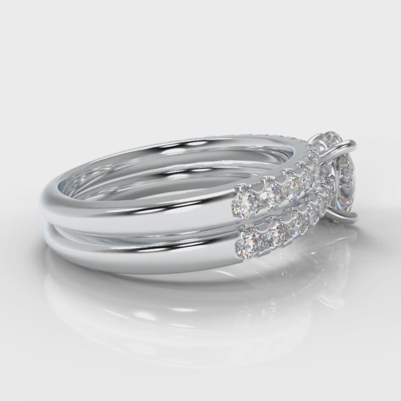 Carrée Micropavé Oval Diamond Bridal Set
