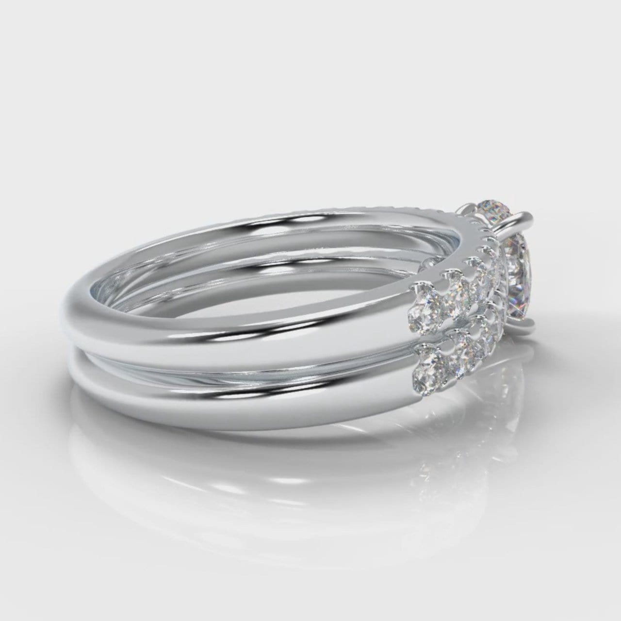 Carrée Micropavé Oval Diamond Bridal Set