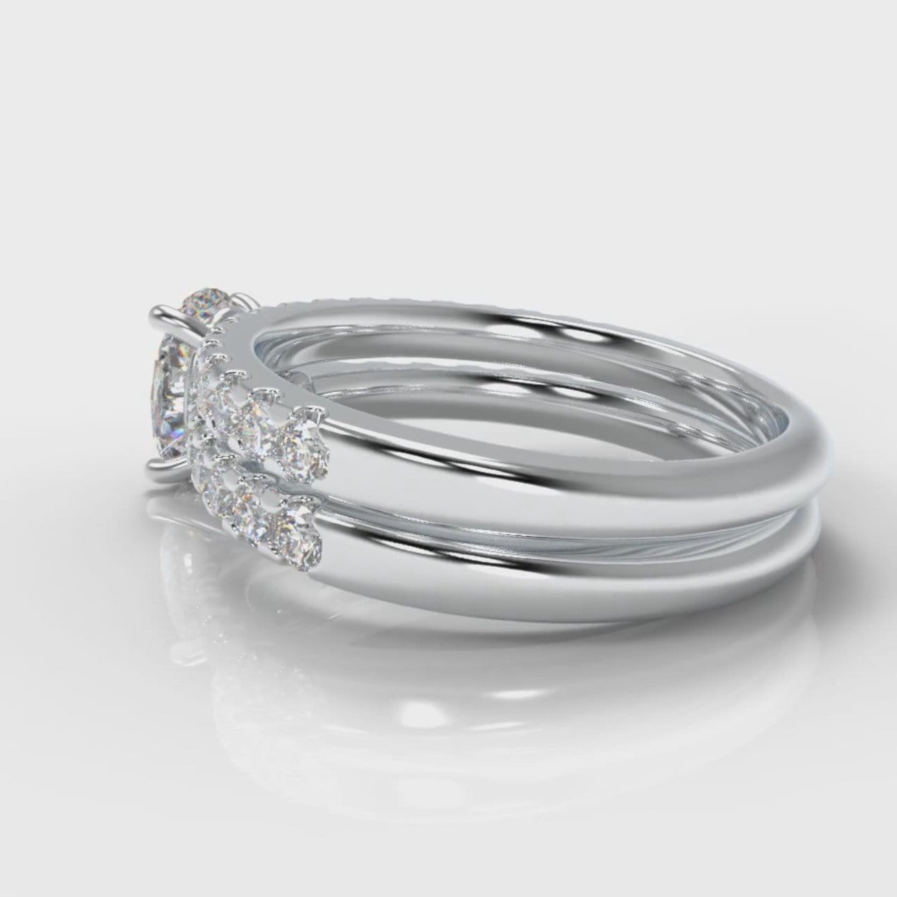 Carrée Micropavé Oval Diamond Bridal Set